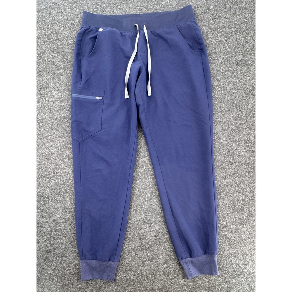 Figs Zamora Scrub Jogger Pants Womens Large Blue Classic Fit Tapered Leg Medical